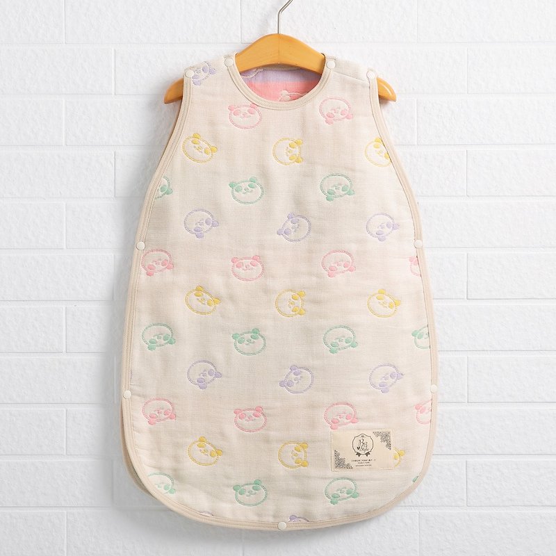 [Made in Japan Mikawa Cotton] Six-fold gauze anti-kick vest-Rainbow Macaron Panda M - ผ้าห่ม - ผ้าฝ้าย/ผ้าลินิน 