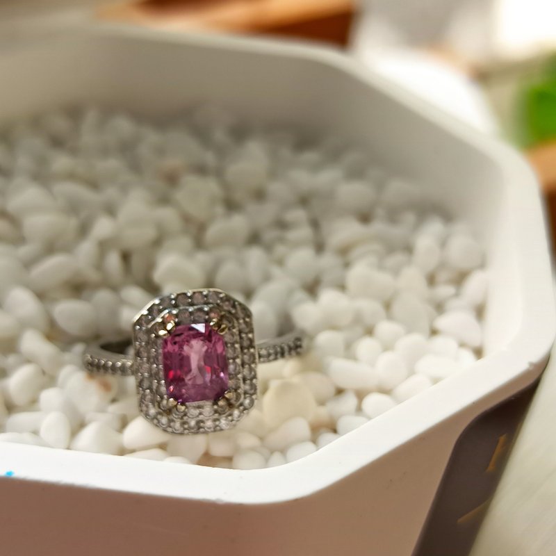 Pink Stone Silver K Movable Adjustable Ring - แหวนทั่วไป - เครื่องเพชรพลอย สึชมพู