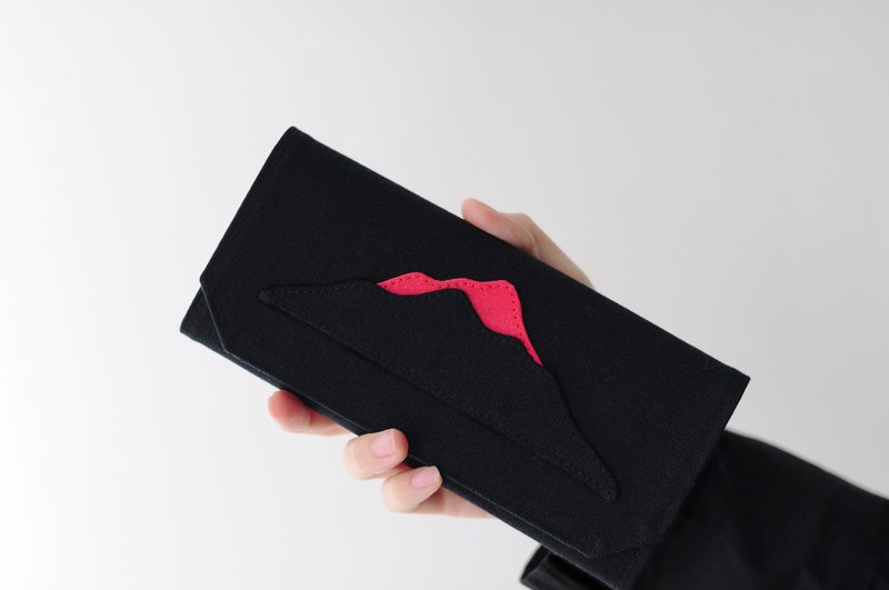 black Mountain Canvas Long Wallet -Lightweight/ Animal-Free,Handmade - Wallets - Paper Black