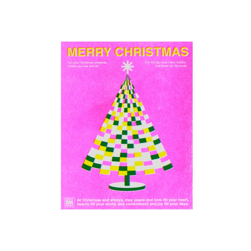 聖誕卡 聖誕樹 格子 - 卡片/明信片 - 紙 粉紅色