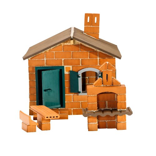 Rikunori Toys 瑞克腦力 【德國teifoc】DIY益智磚塊建築玩具 海濱渡假窯烤小屋-TEI5210