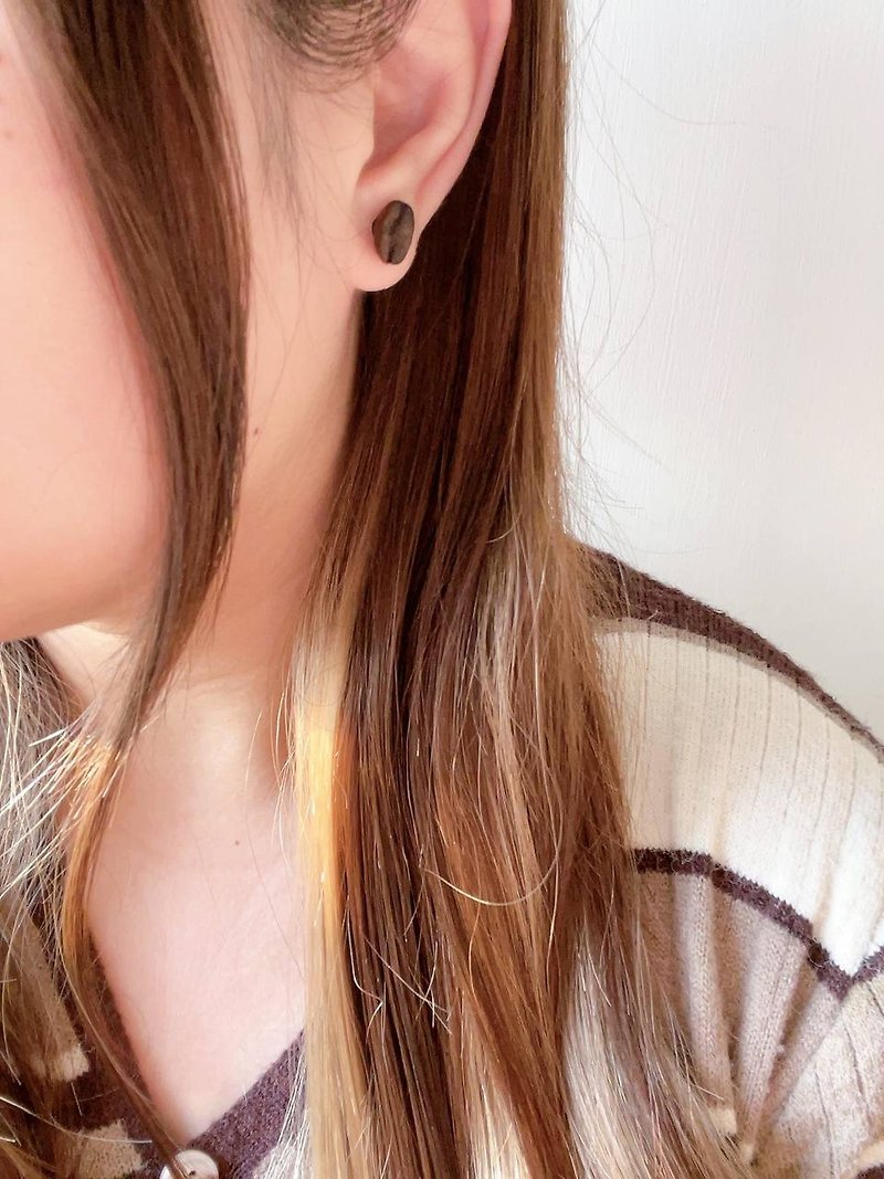 coffee bean earrings - Earrings & Clip-ons - Other Materials Brown