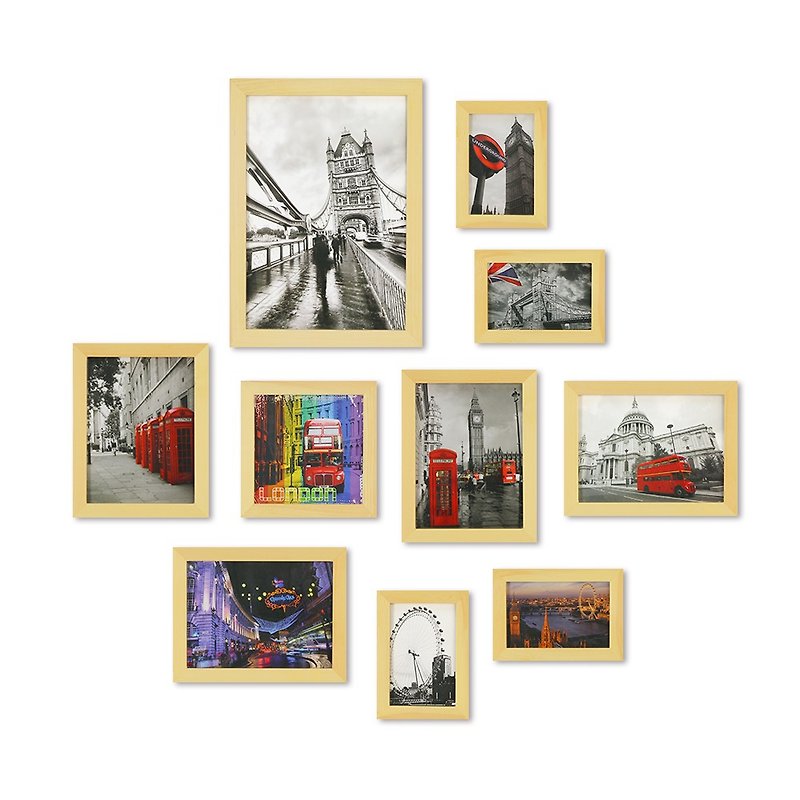 北歐簡約相框 原木色10入組 Loft 室內設計 布置 照片牆 裱框 - 相框/畫框 - 木頭 黃色