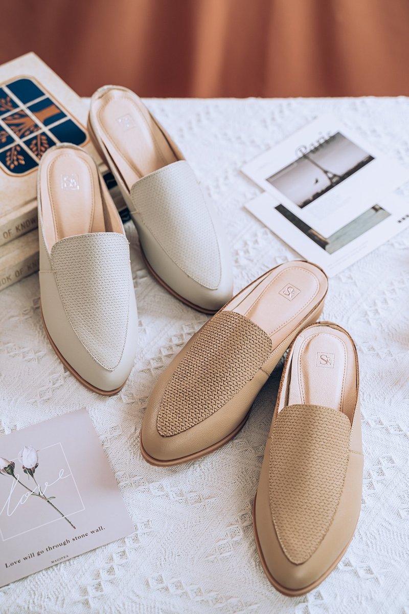 The main star of the new product [Ivy] leather woven Muller shoes_caramel | handmade | MIT large size - รองเท้าอ็อกฟอร์ดผู้หญิง - หนังแท้ 