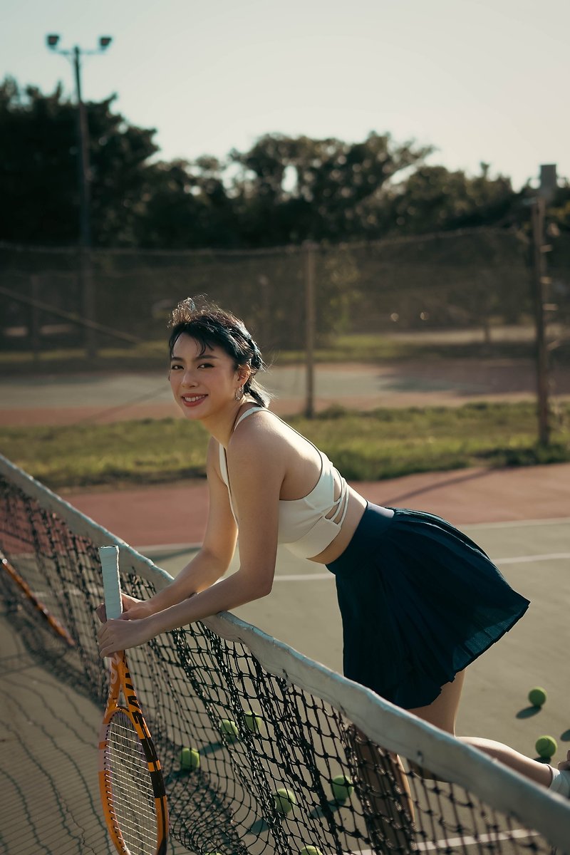 Slim, highly elastic and quick-drying Tennis Skirt_Navy Blue - Women's Sportswear Bottoms - Polyester Blue