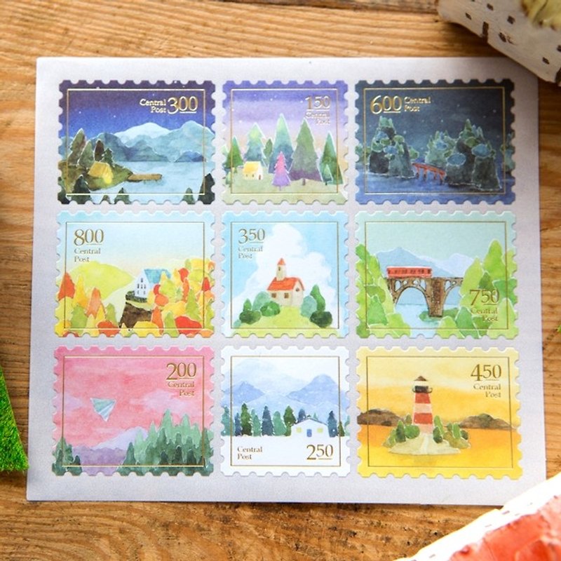 OURS Central Post 郵票貼紙 - 有人的地方 - by Koopa 庫巴 - 貼紙 - 紙 藍色