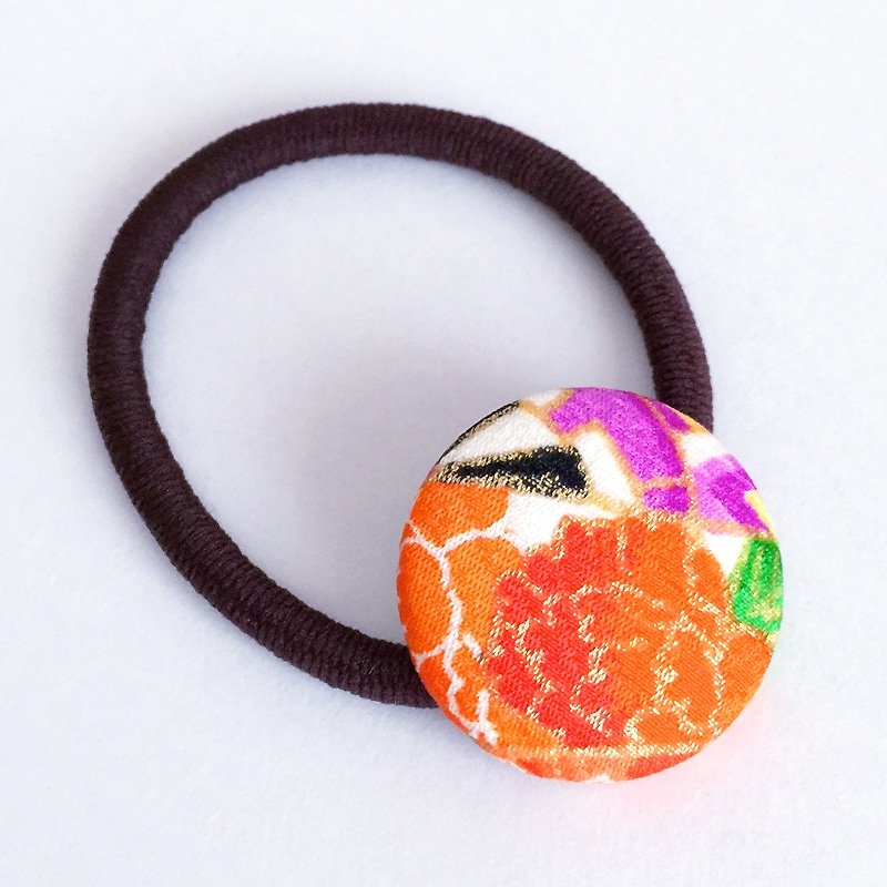 Hair elastic with Japanese Traditional Pattern, Kimono (Small) - Hair Accessories - Other Materials Orange