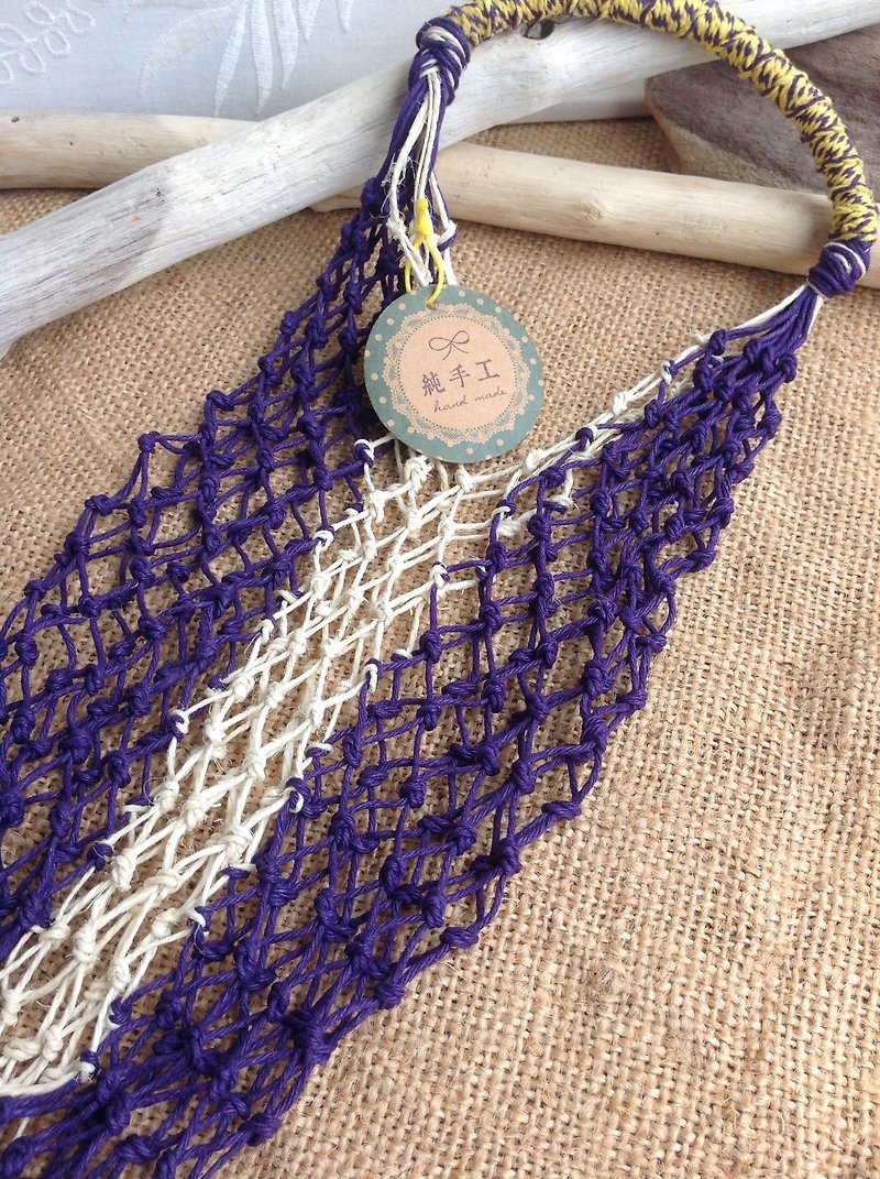 American twine hand woven bags / original linen and temperament purple / bottle / hand cup - Beverage Holders & Bags - Cotton & Hemp 