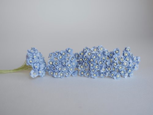 makemefrompaper paper flower, supplies, 100 pcs. Canadian anemone, size 0.8 cm., pale blue color