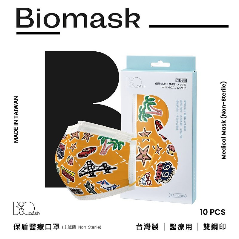 【ダブルスタンプ】BioMask保護シールドメディカルマスク-ハリウッドグラフィティモデル-大人（10個/箱） - マスク - その他の素材 多色