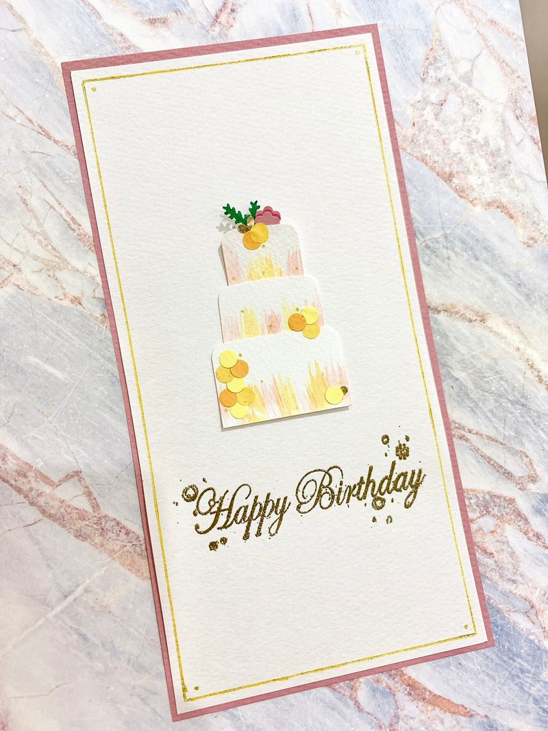 【Standard Design】Hand-Painted Korean-Style Cake Birthday/All-Occasion Card (Inquire Before Ordering) - การ์ด/โปสการ์ด - กระดาษ สีน้ำเงิน