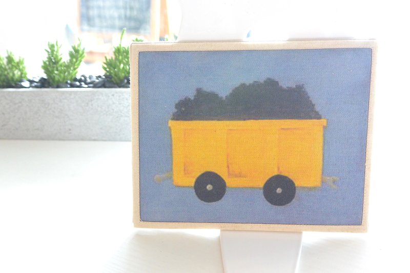 Hand-feel cloth card-Universal card-Coal truck - การ์ด/โปสการ์ด - ผ้าฝ้าย/ผ้าลินิน สีเหลือง