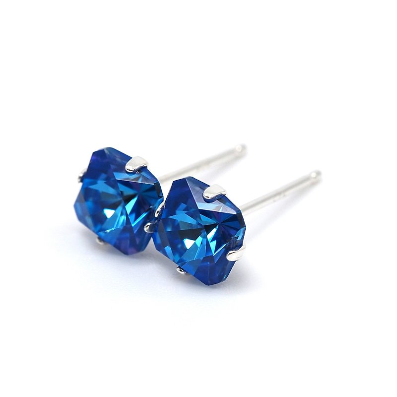 Ocean Blue Kaleidoscope Swarovski Crystal Stud Earrings | Sterling Silver | 6mm