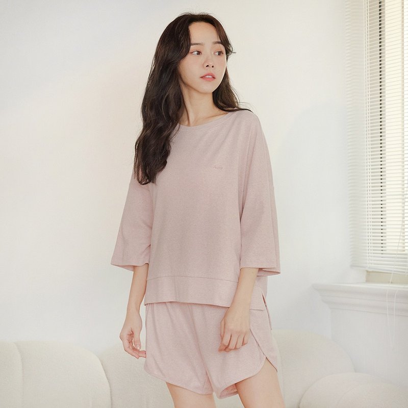 MIT Organic Cotton Side Slit 3/4 Sleeve Pajama Set - 4 Colors Total - ชุดนอน/ชุดอยู่บ้าน - ผ้าฝ้าย/ผ้าลินิน หลากหลายสี