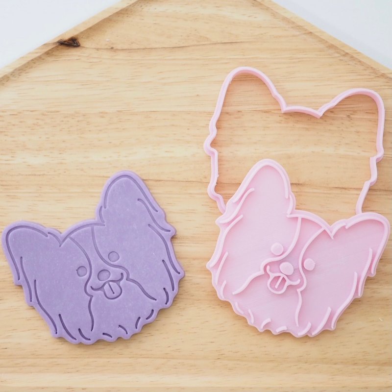 Papillon dog cookie cutter & stamp　Made by 3d printer - Cookware - Plastic Pink