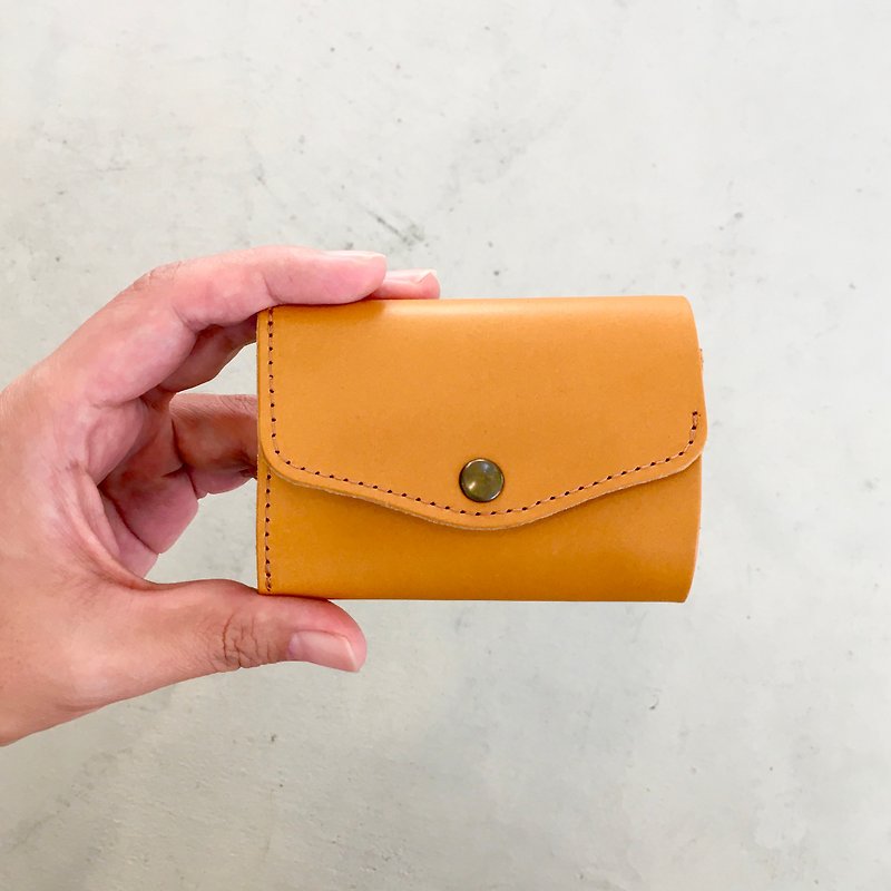 Tochigi Leather Nume Leather Tri-Fold Compact Wallet Free or Paid Engraving [Yellow] - Wallets - Genuine Leather Yellow
