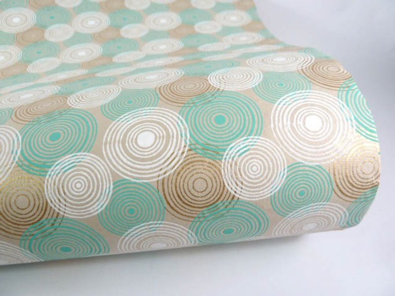Shizen round green handmade wrapping paper - วัสดุห่อของขวัญ - กระดาษ สีเขียว