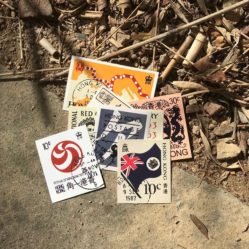 Sticker Pack | #12 Hong Kong Stamps - สติกเกอร์ - กระดาษ สีแดง