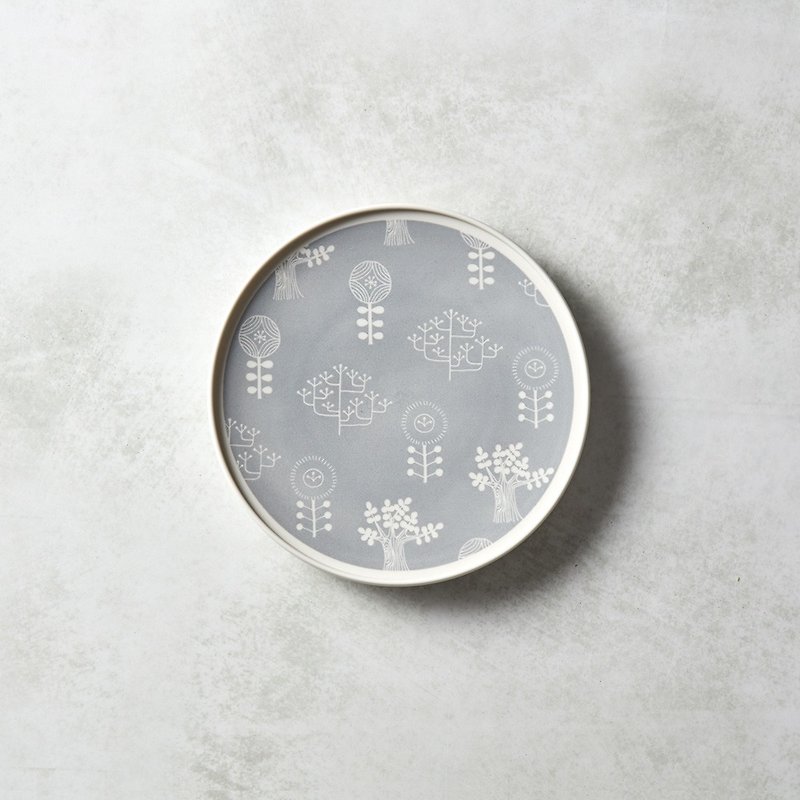 Shimaru Posozo-yaki - Nordic garden platter (small) - Mist ash - Plates & Trays - Porcelain Gray