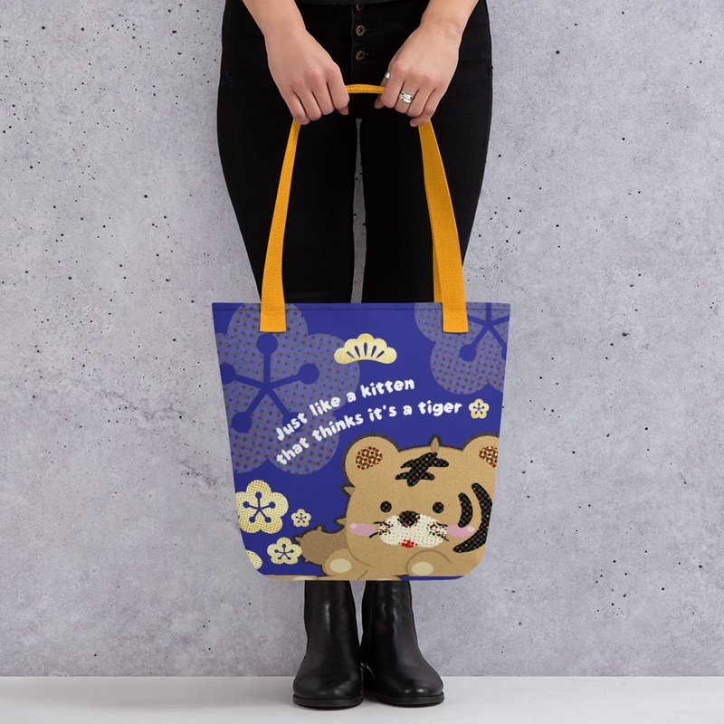 【Free Shipping】Tiger As Kitten Blue | Tote bag - กระเป๋าถือ - วัสดุกันนำ้ สีน้ำเงิน