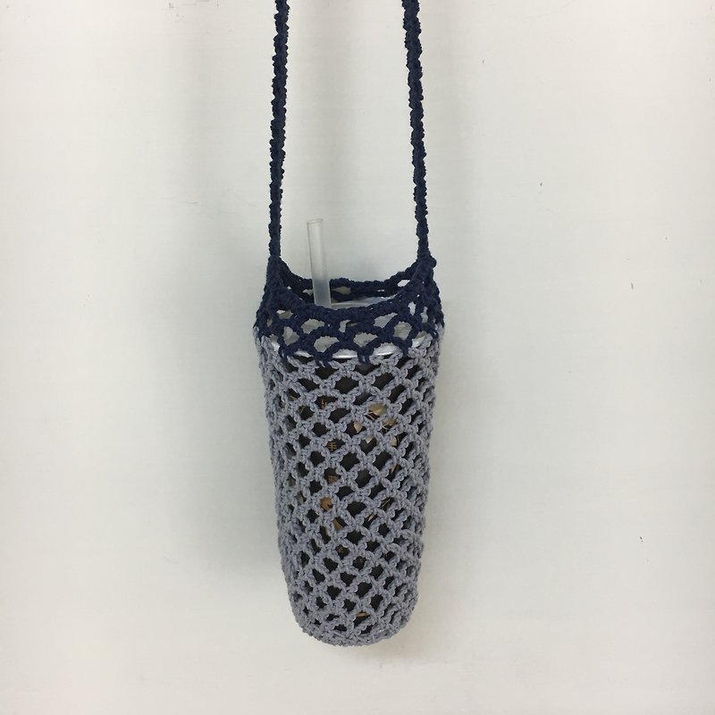 Dual-use bottled woven mesh bag, gray blue - Handbags & Totes - Cotton & Hemp Gray