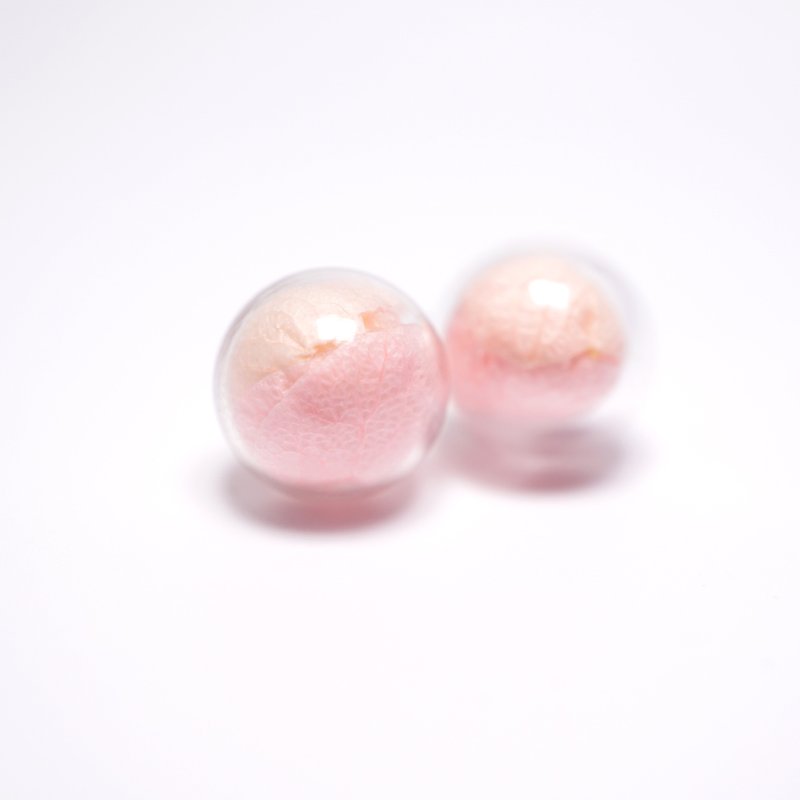 A Handmade 粉紅色調繡球花玻璃球耳環 - 耳環/耳夾 - 玻璃 