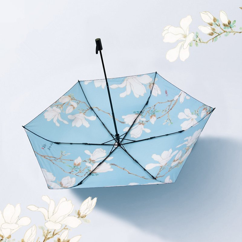 白木蓮の軽量日傘 / 晴雨兼用 / 折り畳み傘 (三つ折り) - 傘・雨具 - 防水素材 ブルー