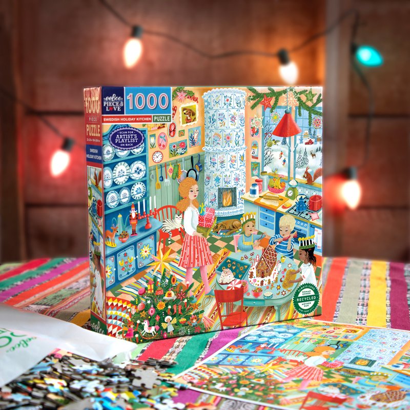 eeBoo1000片拼圖-Swedish Hoilday Kitchen瑞典的假日廚房 聖誕節 - 拼圖 - 紙 多色