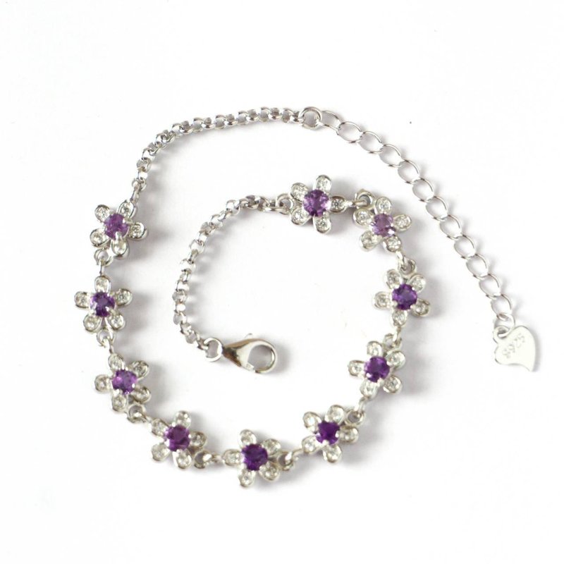 Natural Amethyst Bracelet Silver925. - 手鍊/手環 - 純銀 紫色
