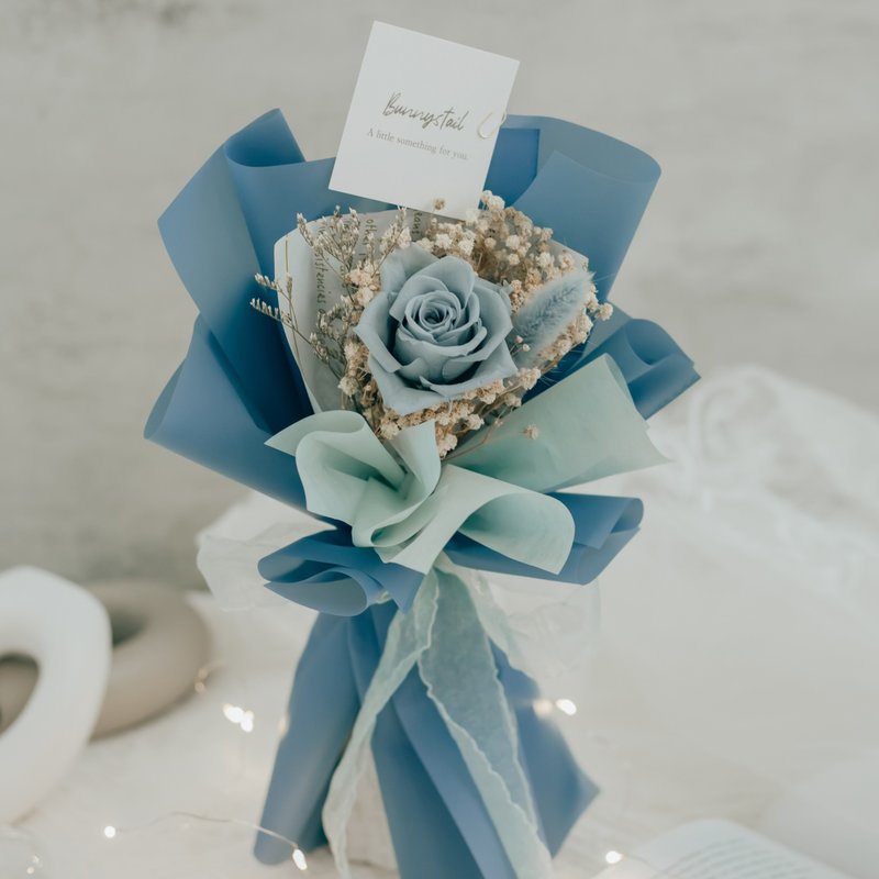 /Small Preserved Flower Bouquet/ CINDERELLA Blue Preserved Flower Valentine's Day Set Birthday Gift - ช่อดอกไม้แห้ง - พืช/ดอกไม้ สีน้ำเงิน