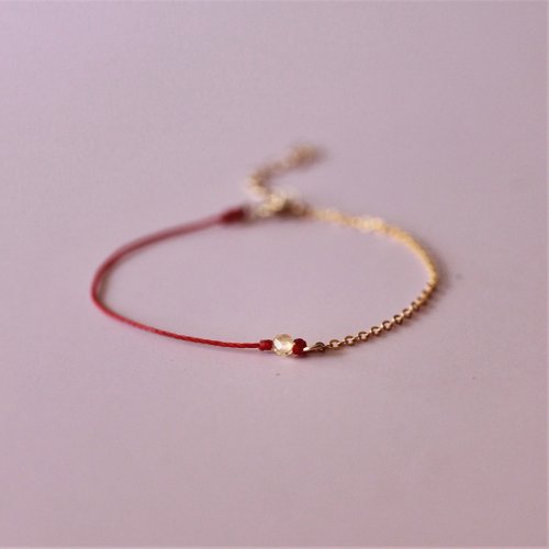 One N Only Jewelry 【母親節禮物】獻上祝福 自信旺財 14k注金手鍊+ 紅蠟線 生日、祝