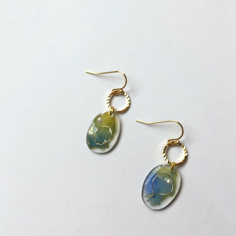 Rendered canvas clip/pin earrings - ต่างหู - พลาสติก สีน้ำเงิน