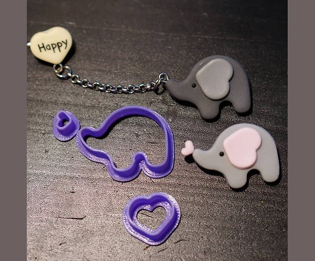 Elephant. Heart. Clay Cutter Set. Jewelry tools. Clay cutters set