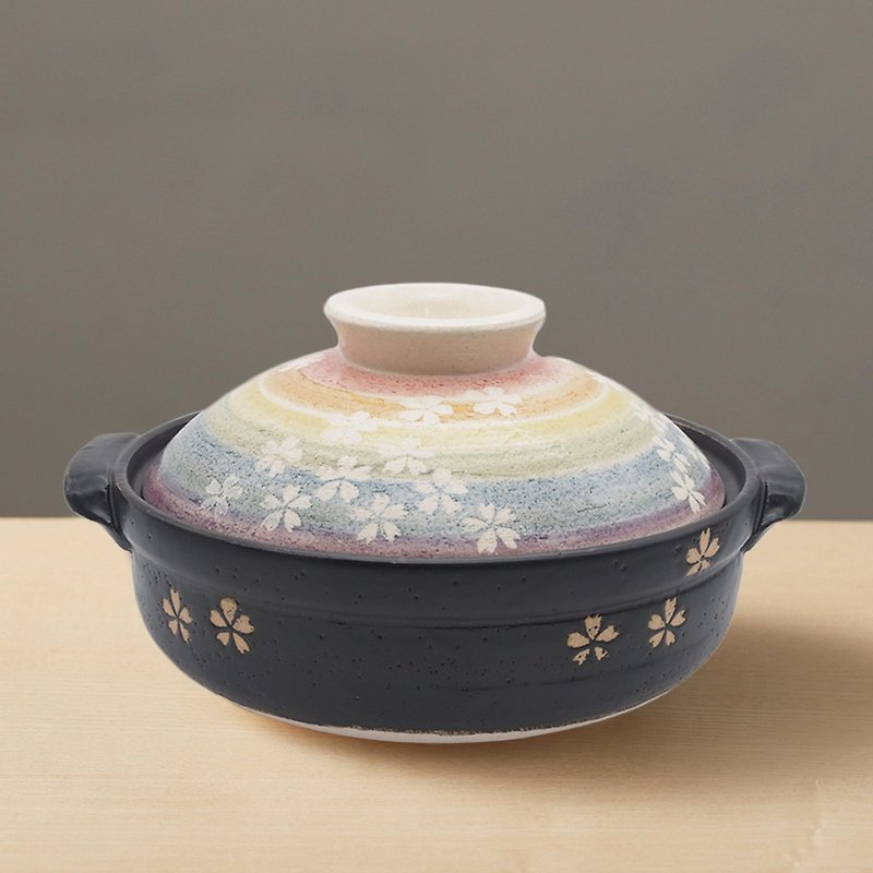 Japanese Mankoyaki-Edyed Pot No. 8-Sakura no Hana (2.1L) - Pots & Pans - Pottery Multicolor