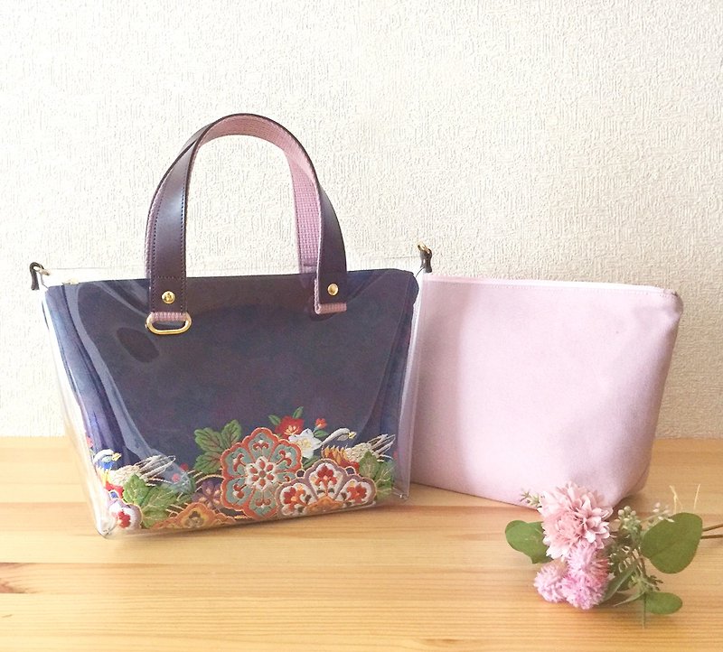 Changing Bag - Clear tote bag with Japanese pattern - Brocade