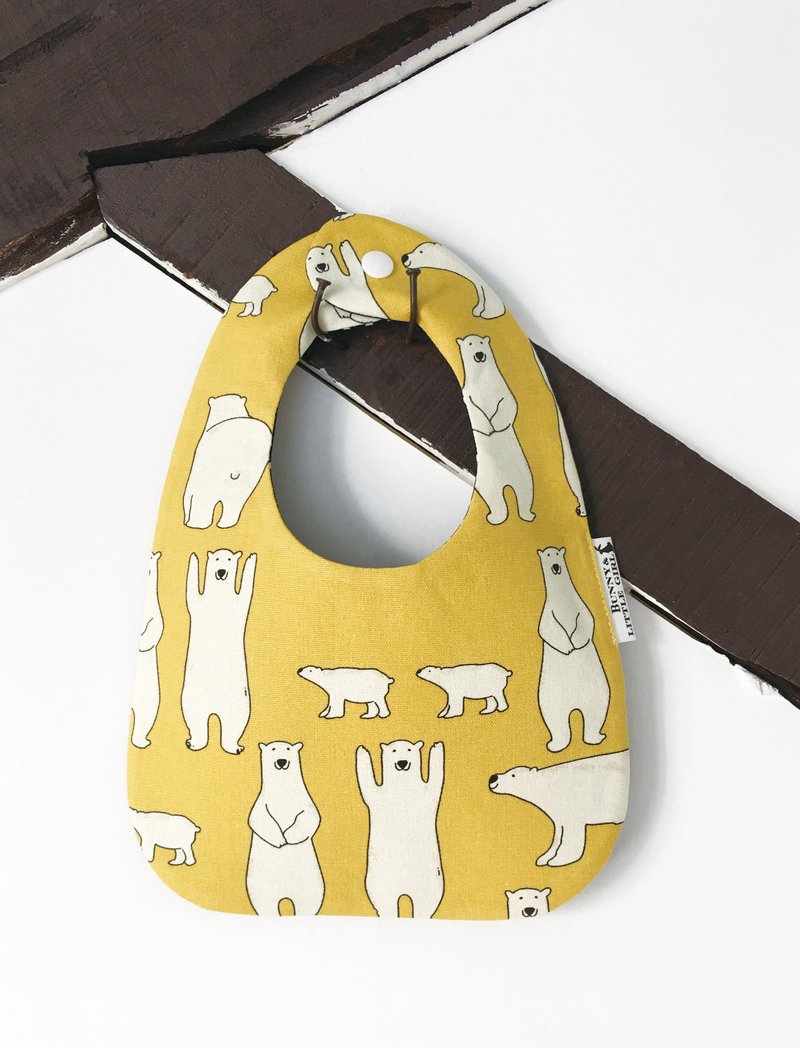 Two-sided bib - Big white bear - ผ้ากันเปื้อน - ผ้าฝ้าย/ผ้าลินิน สีเหลือง