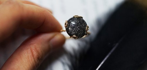 JT Dreamer 大地夢想家 純手工14K包金繞線黑太陽石閉口戒指