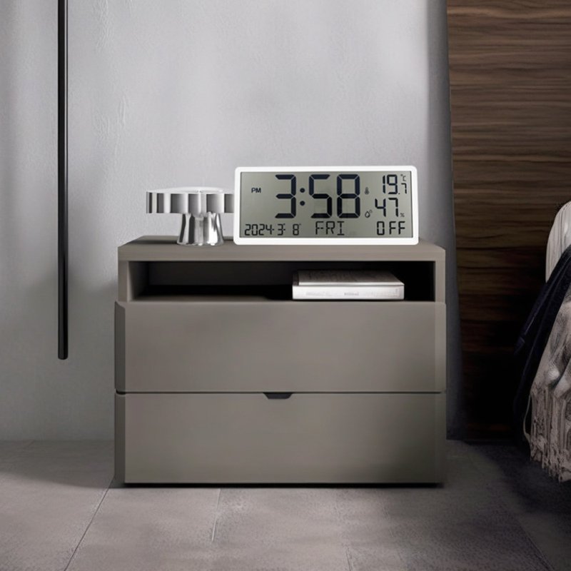 Large screen multifunctional LED electronic clock (time/alarm clock/calendar/week/temperature/humidity) - นาฬิกา - พลาสติก ขาว