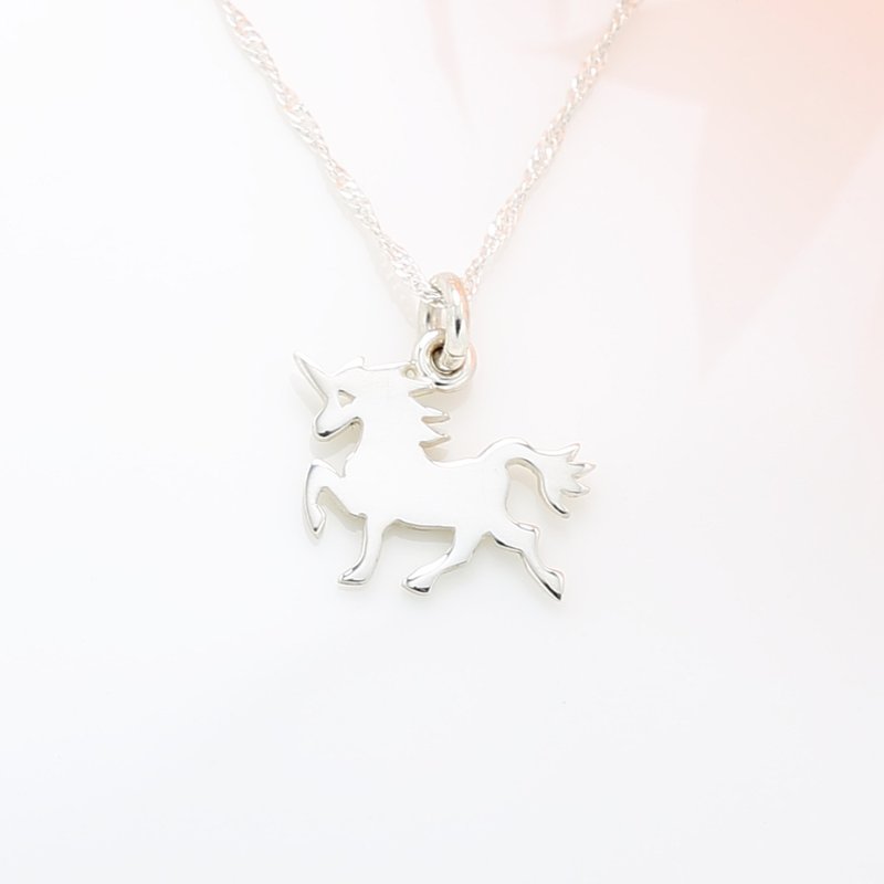 【Angel & Me】勇氣 獨角獸 Unicorn s925 純銀 項鍊 生日 情人節 - 項鍊 - 純銀 銀色