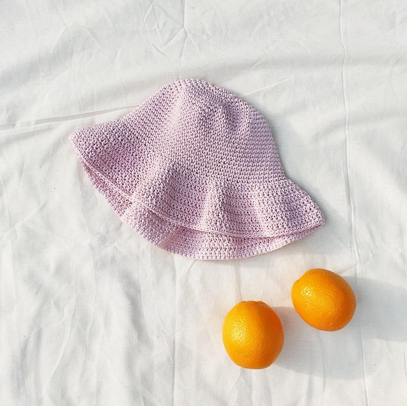 ピンクのフリルのかぎ針編みの帽子 - 帽子 - コットン・麻 ピンク