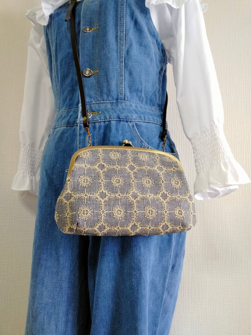 ミナペルホネン anemone 親子がま口バッグ - 側背包/斜背包 - 棉．麻 黑色