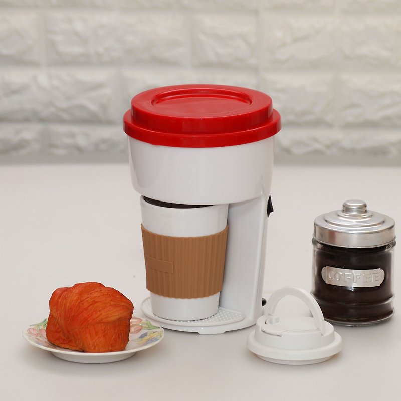 One Cup Single Serve Filter Coffee Maker Machine incl Travel PP Mug - - อื่นๆ - พลาสติก สีแดง