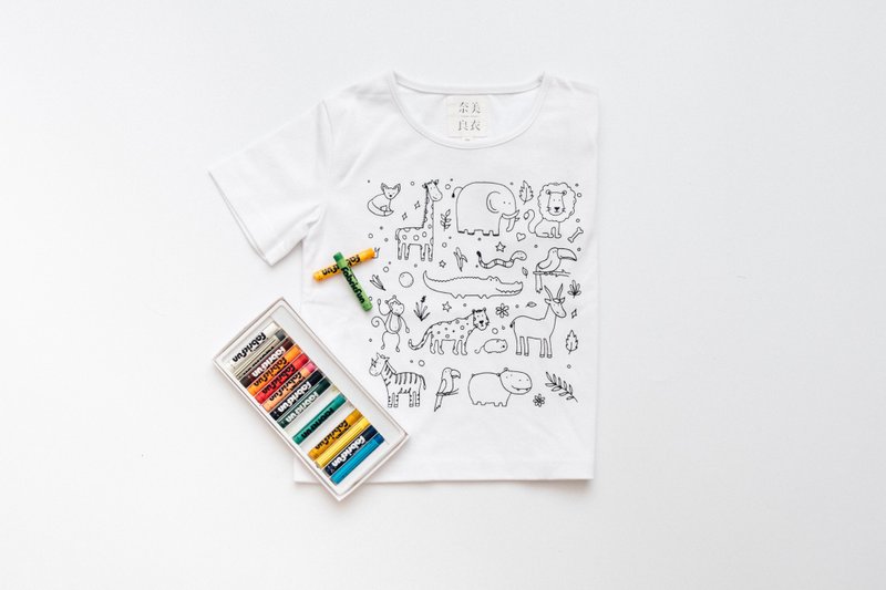 有機棉塗鴉TEE (動物園) - 男/女童裝 - 棉．麻 白色
