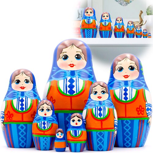 布列斯特纪念品厂 - 套娃 Baboushka Matryoshka Dolls Set of 7 pcs - Nesting Dolls in Dirndl Dresses Women