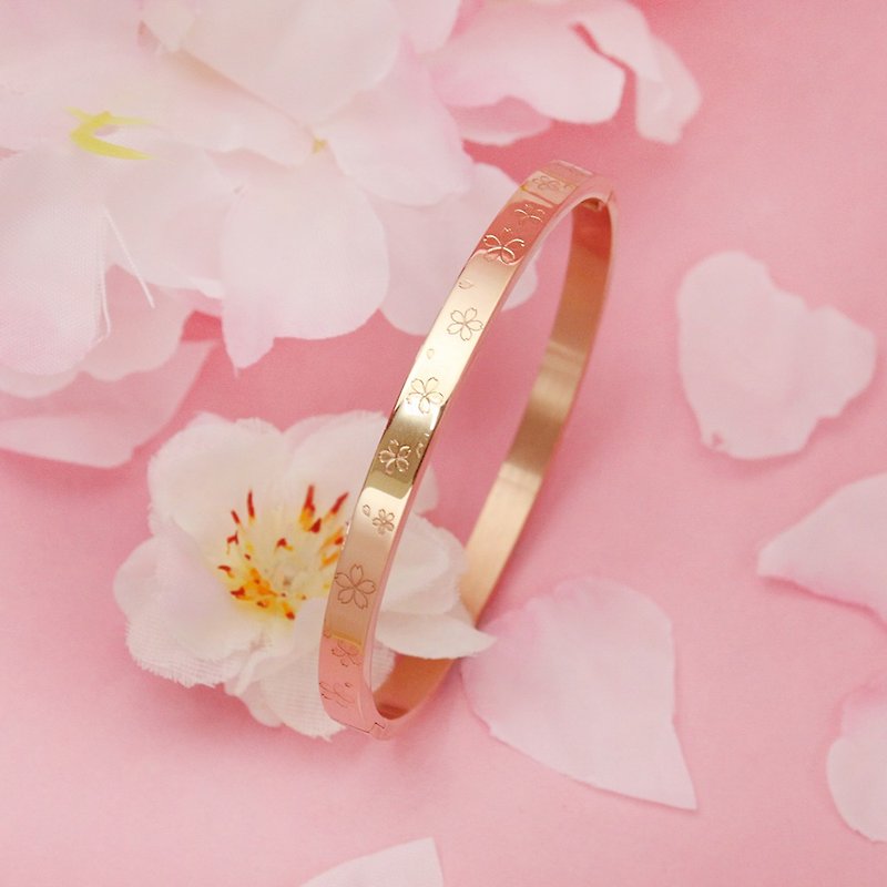 RELAX TIME limited cherry blossom double-sided bracelet (ZRCC-19-1) rose gold - สร้อยข้อมือ - สแตนเลส สีนำ้ตาล