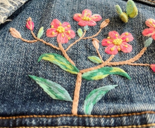 3D Floral Hand Embroidered Denim Jacket selling