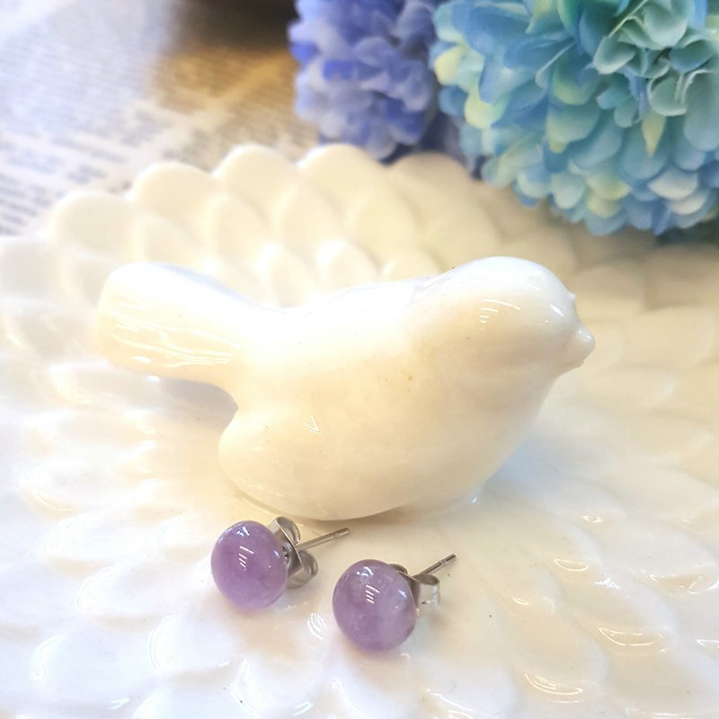 [※ ※ lavender amethyst earrings] can be changed cramping / 316L steel Allergy / Wen Qing single product - Earrings & Clip-ons - Gemstone Purple
