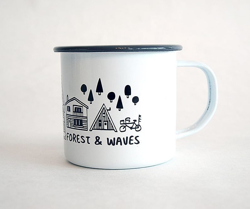 Forest & Waves Cup/Gray - Camping Gear & Picnic Sets - Enamel 