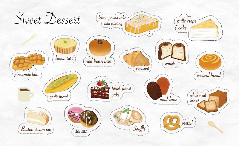 Original Design Clear Sticker - Sweet Dessert by Seed Cone - สติกเกอร์ - วัสดุกันนำ้ สีใส