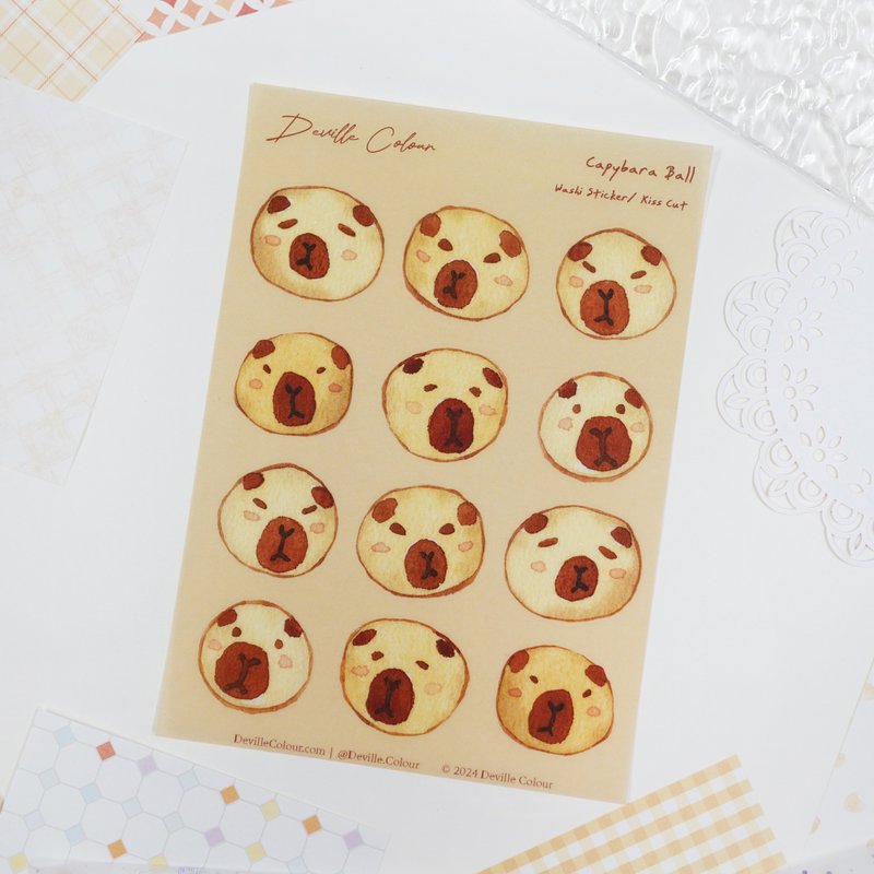 【Capybara Ball】 Washi Sticker Sheet - Stickers - Paper Khaki